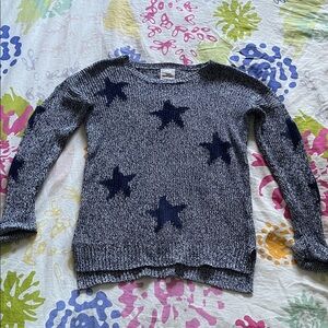 Blue and White Star Pattern Sweater